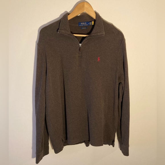 Polo Ralph Lauren Brown Quarter-Zip Sweater Pullover - Picture 2 of 9